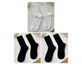 Set di 3 paia di calze a costine in cotone, include 1 bianco e 2 nero per uso quotidiano - Taglia Unica (35-40) / 3 Paia-1 Bianco + 2 Nero