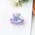 Mini marble acetate hair claw clip with purple and blue watercolor patterns for women - Blue Purple Floral
