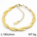 Golden 180mm titanium steel braided double-layer snake chain bracelet for women - 3mm Width 18cm Bracelet / Gold