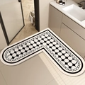 L-shaped black and white geometric bathroom floor mat with non-slip absorbent surface - L-shaped Heart Design - O / 60*60cm [standard Diatomaceous Earth Wall]