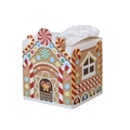 Gingerbread house style Christmas gift box with white rope handle and candy patterns - Gingerbread House
