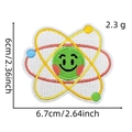 Cartoon atom embroidered iron-on patch with smiley face for children's clothing, 6.7x6cm - Atom Model
