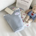 Light blue corduroy pencil case with Rosy Rosy patch and a cream white side handle - Summer Ocean Blue