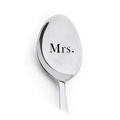 Custom stainless steel spoon featuring Mrs. engraving on a polished oval head - Mrs.