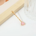 Sweet pink heart bobby pin with gold metallic finish for women cute hair accessory - No. 07 Bobby Pin (Pink Heart)
