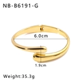 Polished 18k gold plated stainless steel teardrop open bangle with 6.0cm inner diameter - Gold Teardrop Open Style (NB-B6191-G)