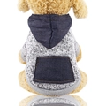 Dog hoodie with grey knit body, blue denim hood and back pocket for pets - Grey Knitted Hoodie With Denim Pocket