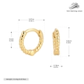 Detailed view of S925 sterling silver twisted hoop earrings with size specifications - Inner Diameter 6mm / Gold Plated