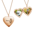 Rose gold heart-shaped locket pendant with Remco engraving and photo compartments - M0695 Rose Gold Heart Necklace 28*28MM / Glossy