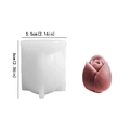 White silicone rose flower mold with pink 3D flower candle, size 5.5cm by 6cm - Tulip Bud - Large