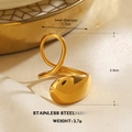 Poliertes goldfarbenes Edelstahl-Ring-Design in Tropfenform mit 1,7 cm Innendurchmesser - Flüssiges Wassertropfen-Stil (1131)