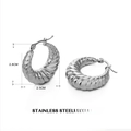 Orecchini a cerchio ritorti in acciaio inossidabile argento, misura 2,8cm x 2,5cm - Orecchini tondi lucidati-Acciaio