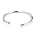 Minimalist stainless steel open bangle base with cup and peg settings for DIY jewelry - Stainless Steel Round Mount Open Cuff Bracelet (KLJ5767-Z)