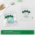 Cartoon dog print 10x12cm transparent thick zip lock bag with green GOOD text - Little Green Dog