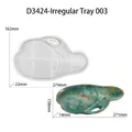 Detailed dimensions of irregular resin tray silicone mold and finished green gold craft - Irregular Tray 003 / 274x162x22mm