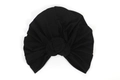 Elastic black turban headwrap for women featuring a stylish knotted center design - Black