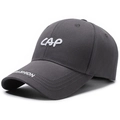 Casquette de baseball en coton gris foncé avec broderie CAP blanche et sangle - Réglable / Gris