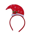 Christmas headband with red mini Santa hat featuring white snowflakes and green sequins - Red Hat