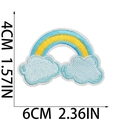Dettaglio toppa ricamata arcobaleno con misure precise 6x4cm su sfondo bianco puro - Stile Nuvola Arcobaleno (C23XX-066-17)