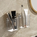 Set di 2 portaspazzolini da parete trasparenti in PET per rasoi e accessori da bagno - 2 Pezzi/Set / Set Coppia-Trasparente