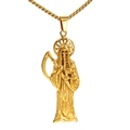 Collana con ciondolo Santa Muerte dorata con falce e bilancia su catena veneziana - Oro