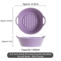 8.5 inch ceramic double handle air fryer bowl in mist purple with hand-kneaded texture - Misty Purple 8.5 Inch Round Bowl