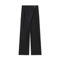Schwarze Damen-Hose mit hoher Taille und modischem asymmetrischem Cross-Over-Bund-Design - Schwarz / XS
