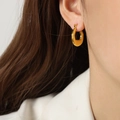 Minimalistische goldene U-förmige geometrische Ohrringe aus Titanstahl mit poliertem Finish - Gold