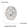 Golden alloy brooch with clear marquise crystals measuring 8.5cm by 7.2cm for formal wear - Gold Bottom White
