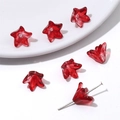Translucent red lily glass flower beads with gold dusting for DIY jewelry making - 20 Pcs/Pack / Red