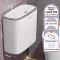 Weißer 13,5L schmaler Wand-Mülleimer mit grauem Deckel und roségoldener Drucktaste - Groß Wandmontage/Boden (13.5L)