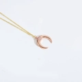 Elegant rose gold crescent moon necklace with sparkling micro-pave crystals for women - Crescent Moon / Rose Gold