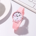 Pink silicone band watch with cute flamingo dial pattern and rose gold accents - Flamingo Style 3 (3#)