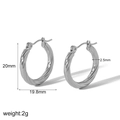 Silver twisted rope hoop earrings 20mm diameter in stainless steel for women - 20mm Twist Hoop / Silver (TE6318-S)