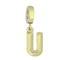 Polished gold-tone letter U charm bead for personalized stainless steel jewelry - Letter U