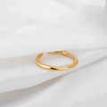 Minimalist S925 sterling silver ring in golden finish with wavy irregular design - Open Size 14 (Adjustable 12-17) / 18K Gold