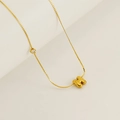 Golden bubble letter H necklace with a sparkling round zircon on a delicate O-chain - Letter H