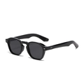 Occhiali da sole neri rotondi con rivetti in argento e lenti grigio scuro trendy - Montatura Nera Lente Grigia C1