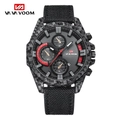 Reloj deportivo de fibra de carbono para hombre con correa de nailon negra y esfera racing - Esfera Roja Correa de Nylon