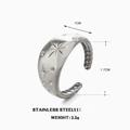 Star engraved stainless steel ring in polished silver finish with 1cm wide band - Star Style (ZN1094) / Silver