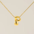 Bubble style letter P pendant necklace in golden titanium steel for women fashion - Gold - Letter P