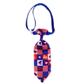 Detail view of July 4th pet tie with adjustable blue strap and white plastic buckle - NT153-11