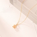 Collier minimaliste en or avec zircon carré ambre, chaîne de 45 cm, poids 3,4 g - Champagne