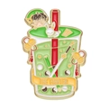 Zelda Link Bubble Tea Emaille-Anstecknadel mit The Fighter Schriftzug auf weißem Grund - Xz9108