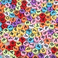 Colorful 4x7mm acrylic flat beads featuring black Cyrillic Russian alphabet letters - Colorful & Black Russian Letters
