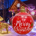 Red inflatable Christmas ball with white Merry Christmas text and snowflake patterns - 80cm Zipper Bag (No Light) / Large Christmas Red
