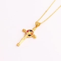 Collana placcata oro 18K con ciondolo a croce in zircone colorato per uomo e donna - Oro 18K / Zirconia Colorata