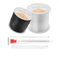Elastic beaded cord set with black and white crystal strings and long beading needle - Set 3 (Clear x1 + Black x1 + Needle)