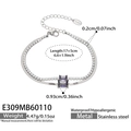 Double-layer stainless steel bracelet with square purple zircon and flat snake chain detail - Steel Color Purple Zirconia (17+5cm)