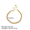 Two-tone 18K gold and silver stainless steel beaded bracelet with lobster clasp - 0.6cm Bracelet (19+5cm) / Gold and Silver